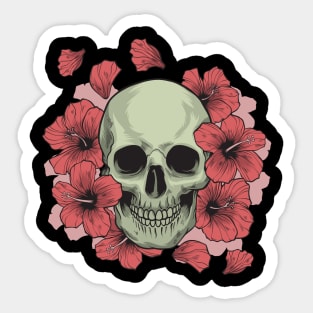 Flowers Skull Sticker